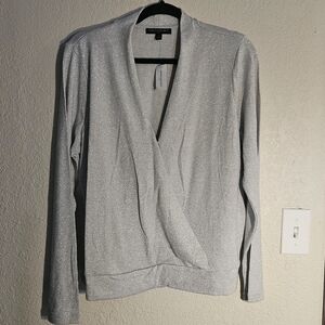 Banana Republic Shimmery Silver wrap blouse